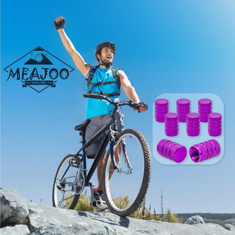 MEAJOO 8 قطع من أغطية جذع صمام الإطارات من MEAJOO، مقاومة للغبار، أغطية جذع صمام الإطارات العالمية من الألومنيوم المؤكسد للسيارات وسيارات الدفع الرباعي والشاحنات والدراجات والدراجات النارية والدراجات (أرجواني) - Image 4
